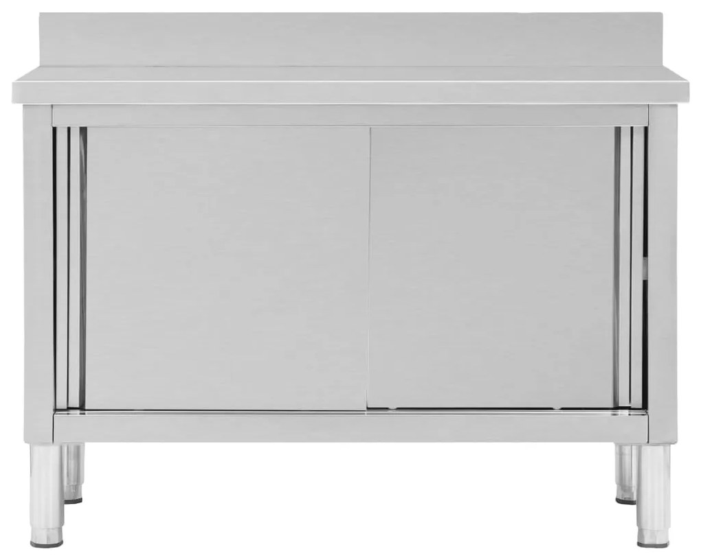 vidaXL Ερμάριο Πάγκος Συρόμενες Πόρτες 120x50x(95-97) εκ. Ανοξ. Ατσάλι
