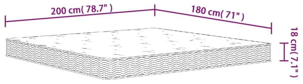 Στρώμα με Bonnell Springs Μεσαία Σκληρότητα 180 x 200 εκ. - Λευκό