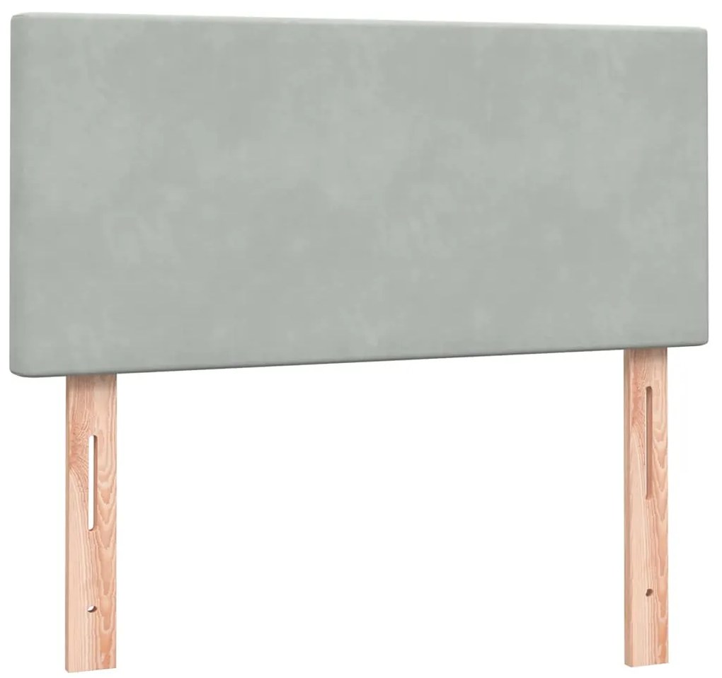 vidaXL Box Spring κρεβάτι με στρώμα ανοιχτό γκρι 90x220 εκ. Βελούδινο