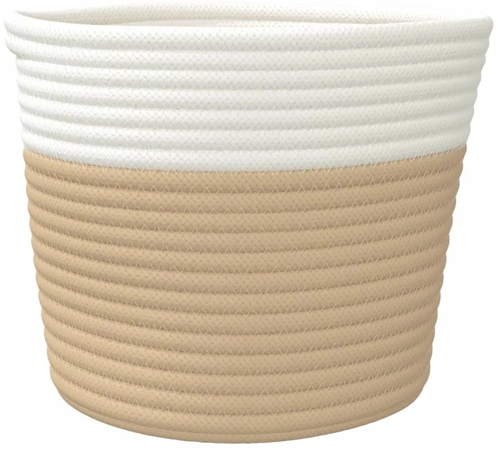 vidaXL Καλάθια Αποθήκευσης 2 τεμ. Μπεζ/Λευκό Ø24 x 18 εκ. Βαμβακερά