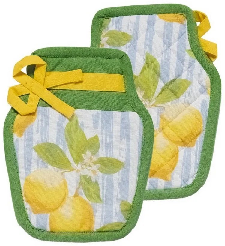 Πιάστρες Κουζίνας Handy 253 (Σετ 2τμχ) Green-Yellow Kentia 100% Βαμβάκι