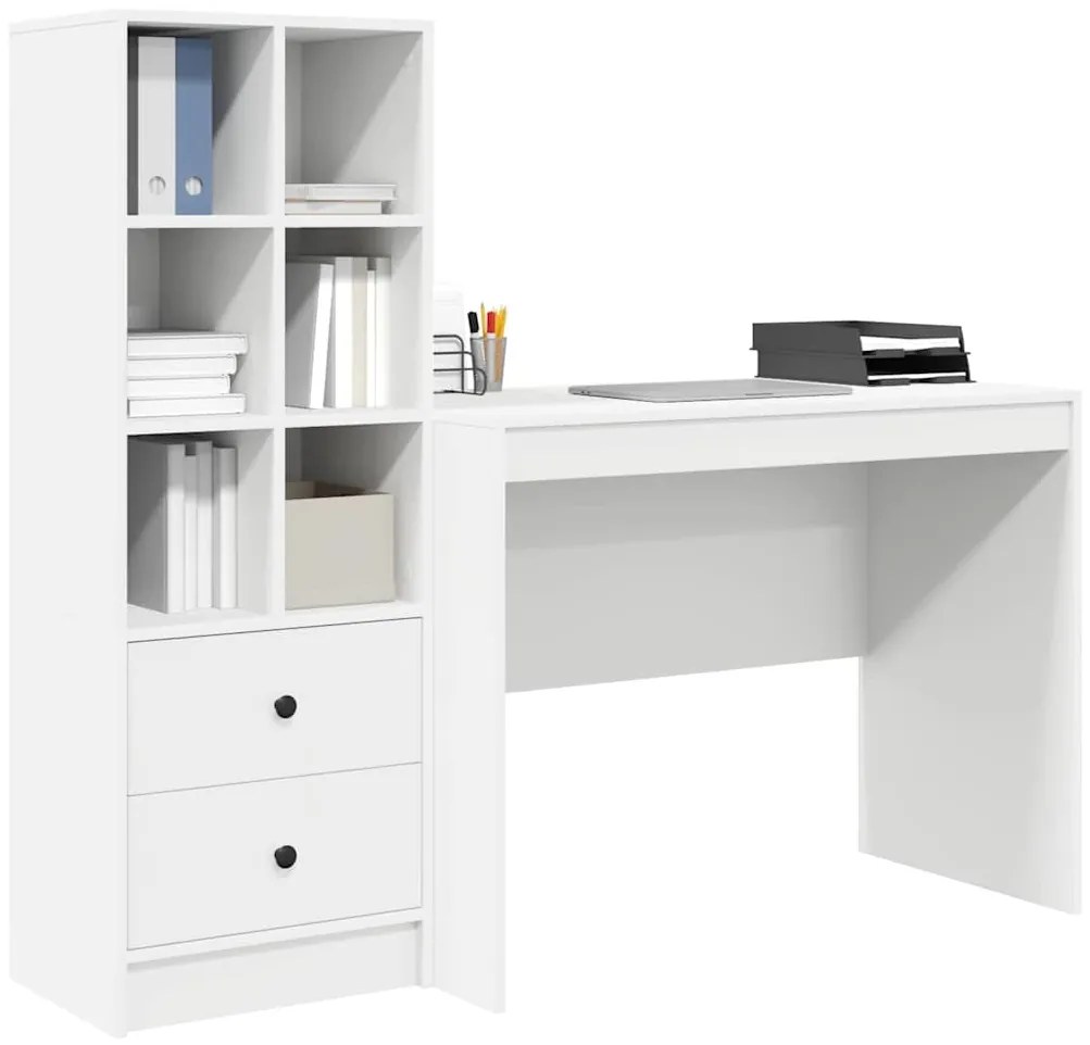 vidaXL Γραφείο με αποθηκευτικό χώρο 2 pcs Λευκό 100 x 50 x 76 εκ.