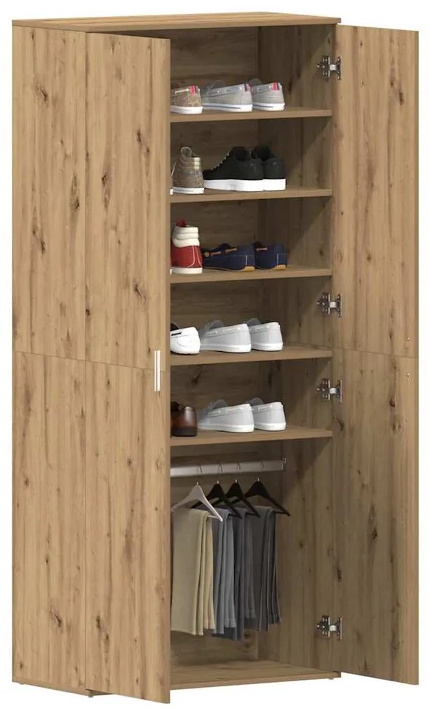 vidaXL Ντουλάπα Παπουτσιών Καφέ 80 x 39 x 180 εκ Επεξεργασμένο ξύλο