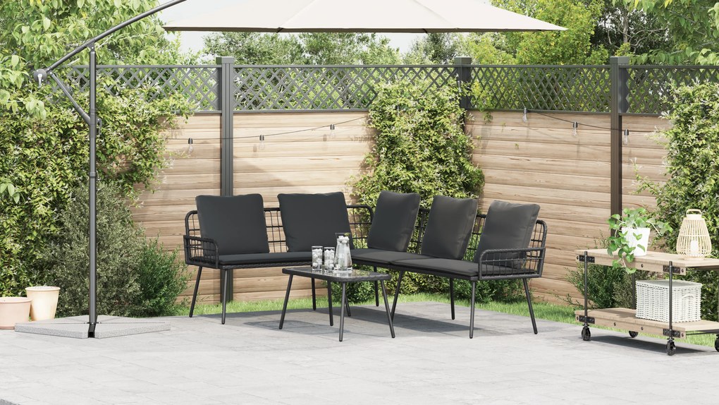 vidaXL Γωνιακός Καναπές Μαύρος 231x173x78 εκ. Πολυ Ρατάν