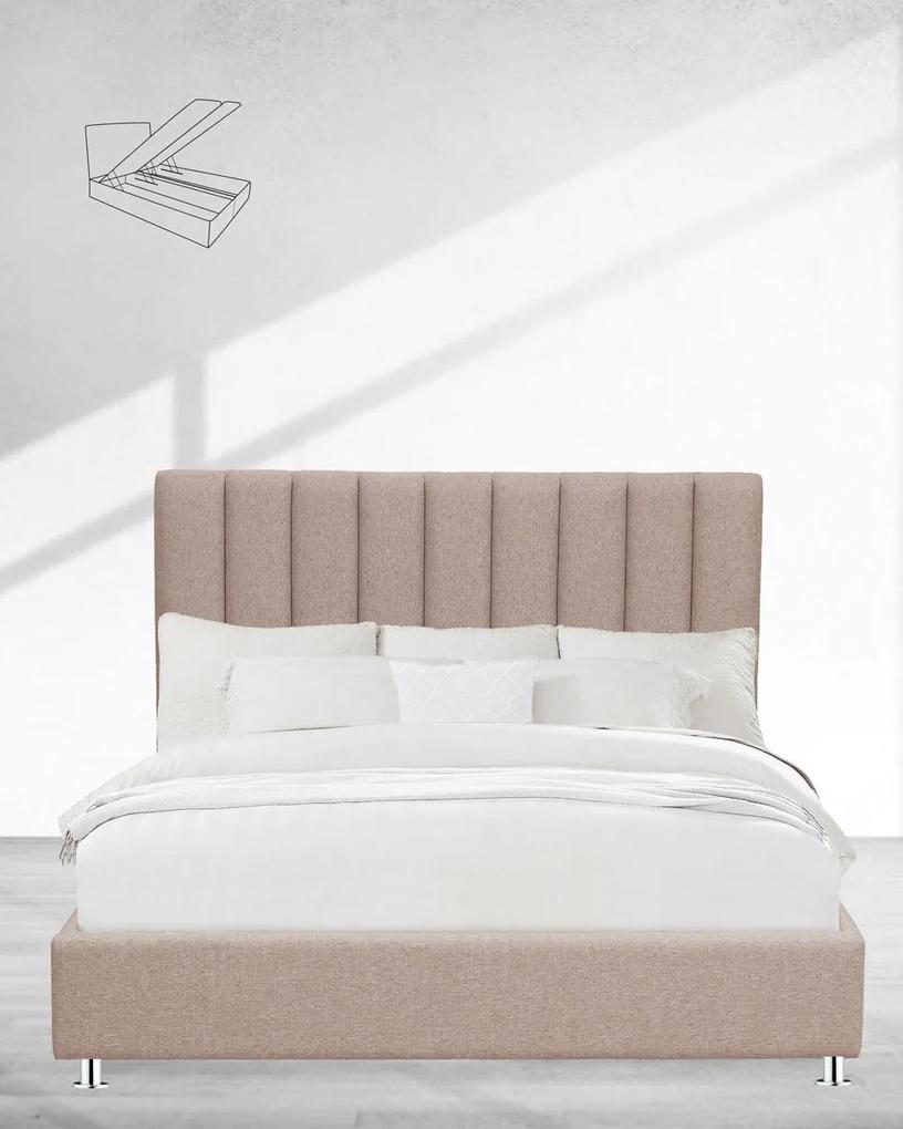 Κρεβάτι με Κεφαλάρι &amp; Βάση με Αποθηκευτικό Χώρο Channel Διπλή (140x200cm) Μπεζ