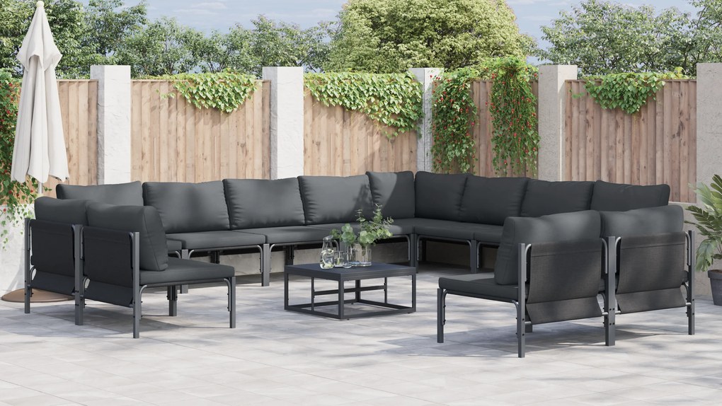 vidaXL Σετ Καναπέ Κήπου 12 pcs Ανθρακί Ατσάλι