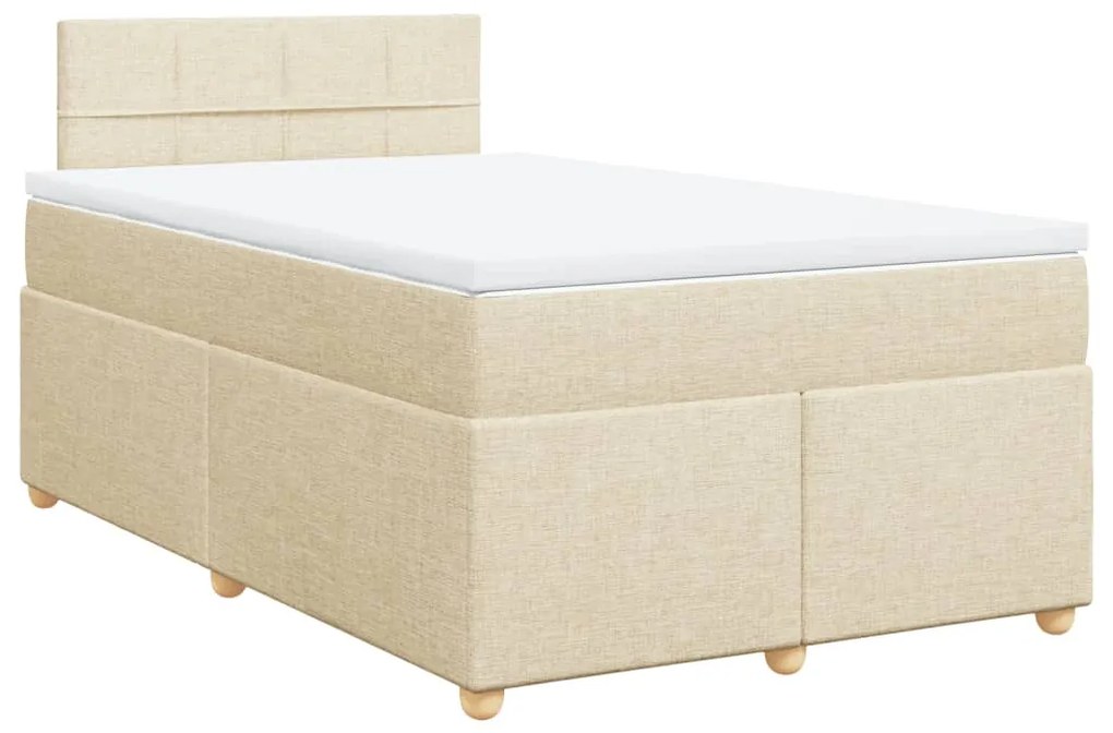 Κρεβάτι Boxspring με Στρώμα Κρεμ 120x190 εκ. Υφασμάτινο - Κρεμ