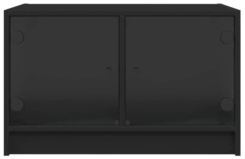 vidaXL Τραπεζάκι Σαλονιού Μαύρο 68x50x42 εκ. με Γυάλινες Πόρτες