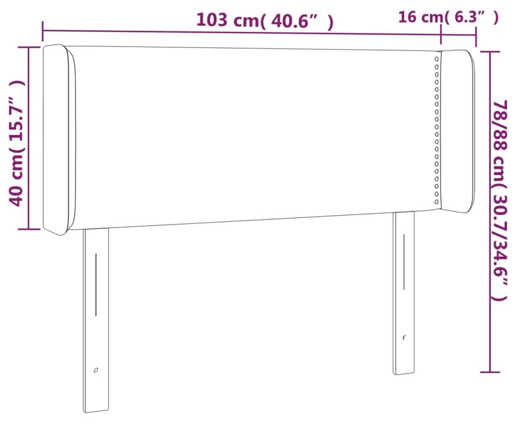 vidaXL Κεφαλάρι Κρεβατιού LED Σκούρο Μπλε 103x16x78/88 εκ. Βελούδινο