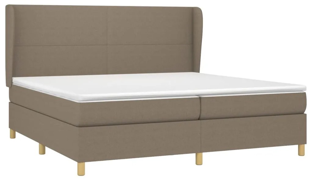 vidaXL Κρεβάτι Boxspring με Στρώμα Taupe 200x200 εκ. Υφασμάτινο