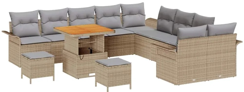 vidaXL Σετ Καναπέ Κήπου 13 pcs Μπεζ συνθετικό ρατάν