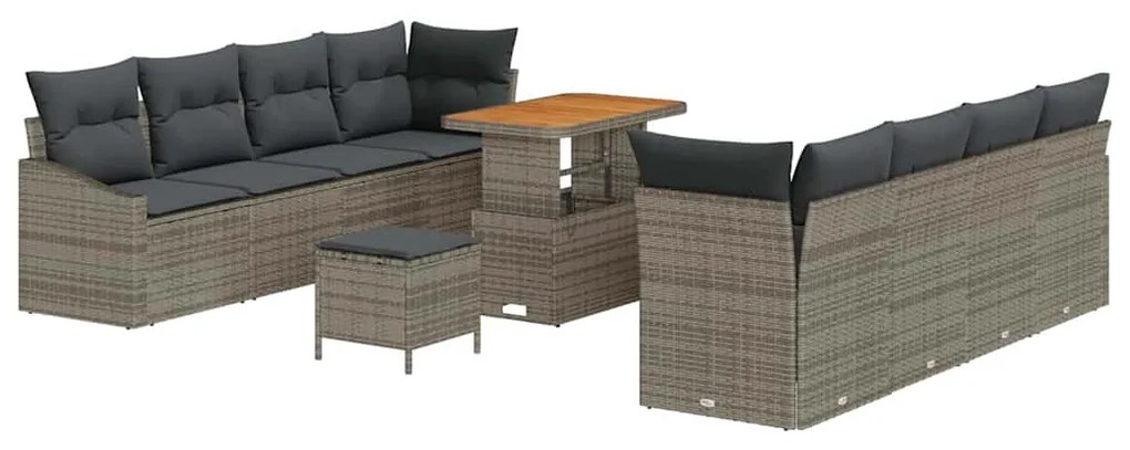 vidaXL Σετ Καναπέ Κήπου με μαξιλάρι 11 pcs Γκρι 90 x 55 x 71 cm