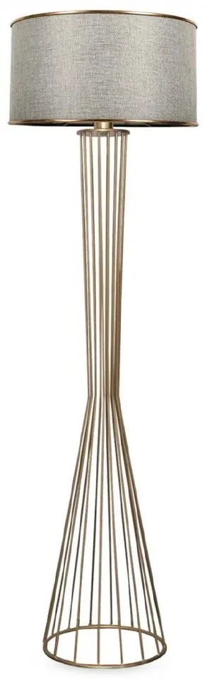 201-0040 GloboStar®  NOVA 201-0040 Μοντέρνο Επιδαπέδιο Φωτιστικό 1 x E27 IP20 Χρυσό Μεταλλό με Μπεζ Ύφασμα - Μ36 x Π36 x Υ148cm