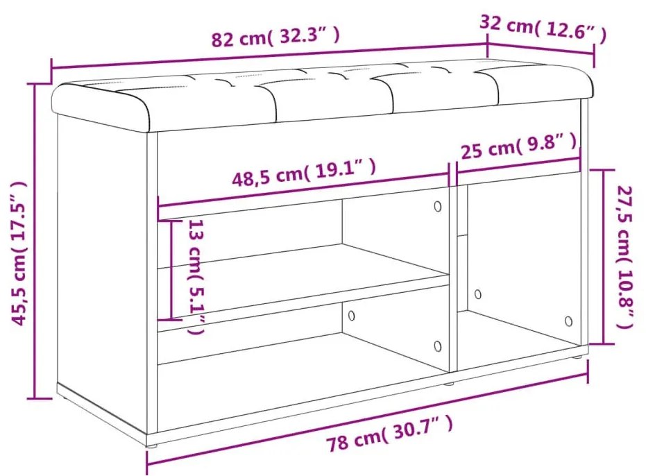 Παπουτσοθήκη Sonoma Δρυς 82x32x45,5 εκ. από Επεξεργασμένο Ξύλο - Καφέ