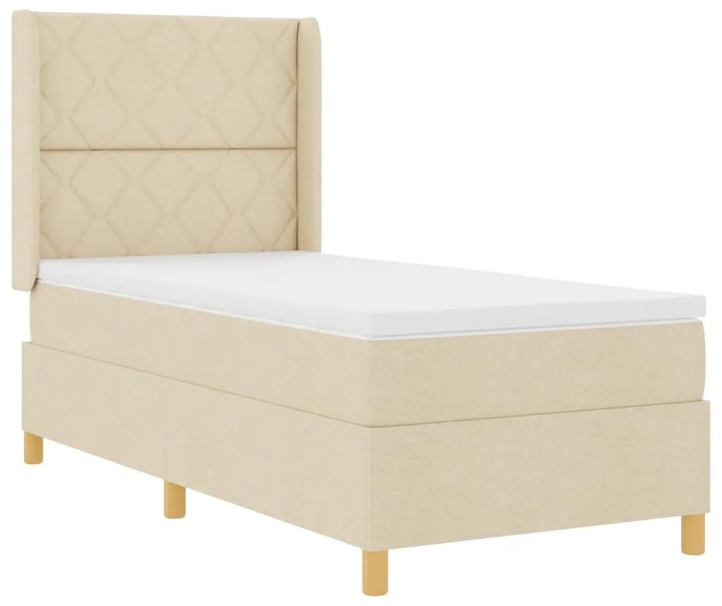 vidaXL Κρεβάτι με ελατήρια με στρώμα Κρεμ 90 x 200 cm ύφασμα