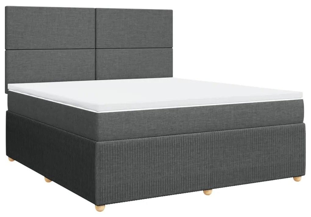 vidaXL Κρεβάτι Boxspring με Στρώμα Σκούρο Γκρι 180x200 εκ Υφασμάτιν