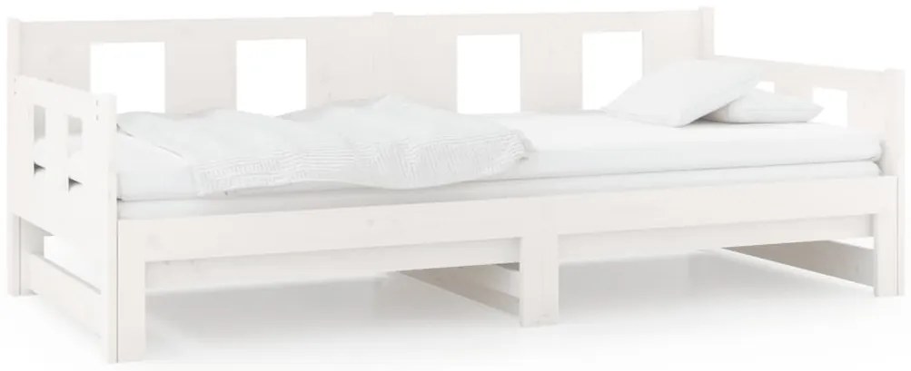 vidaXL Καναπές Κρεβάτι Συρόμενος Λευκός 2x(90x190) εκ. από Μασίφ Πεύκο