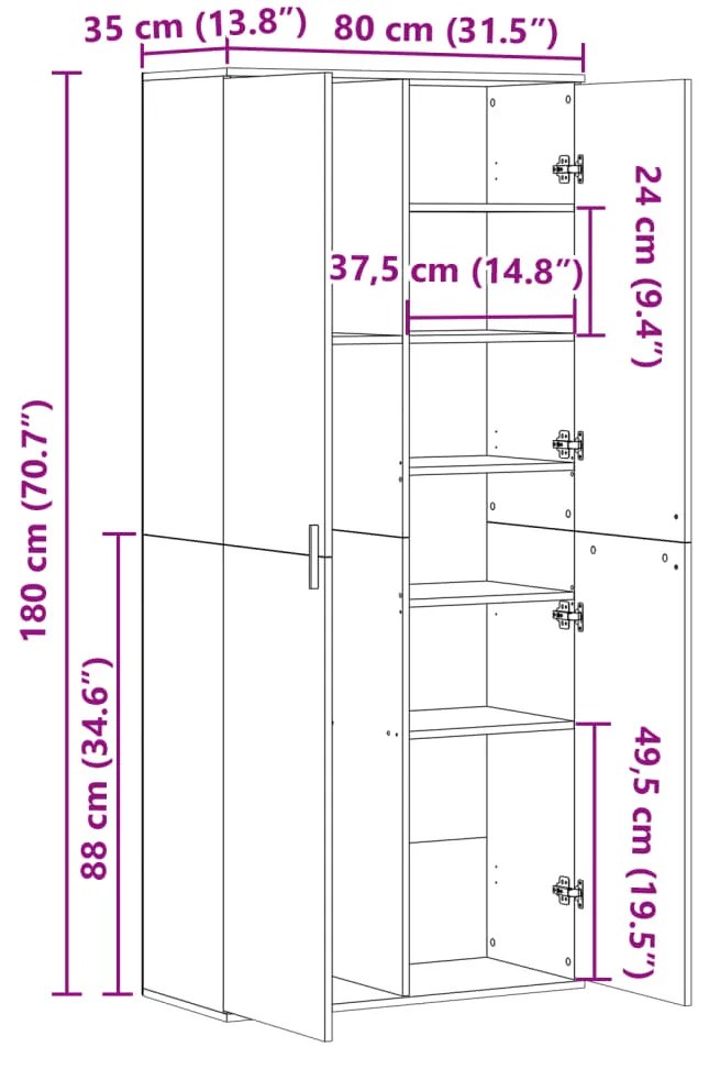 ΝΤΟΥΛΑΠΙ ΓΚΡΙ SONOMA 80X35X180 ΕΚ. ΑΠΟ ΕΠΕΞΕΡΓΑΣΜΕΝΟ ΞΥΛΟ 3276656