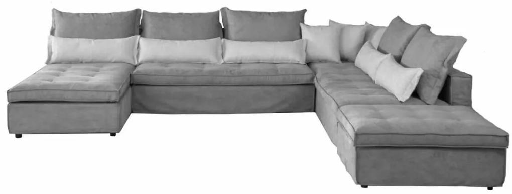 Naousa Γωνιακός καναπές γκρι, σχήμα “Π” -365x305x170x100cm -Δεξιά γωνία -PAR4102