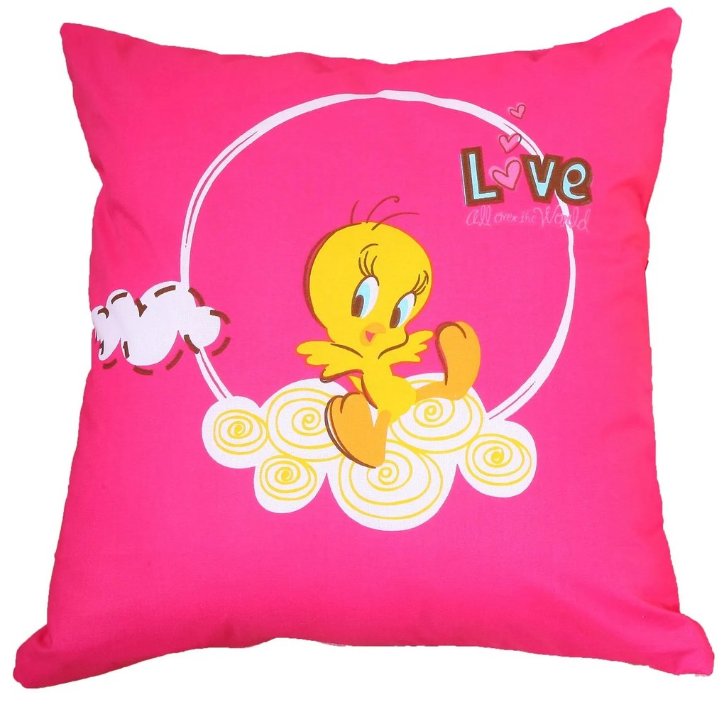 Διακοσμητικό Μαξιλάρι Tweety 10 (Με Γέμιση) Multi Viopros 40Χ40 100% Cotton