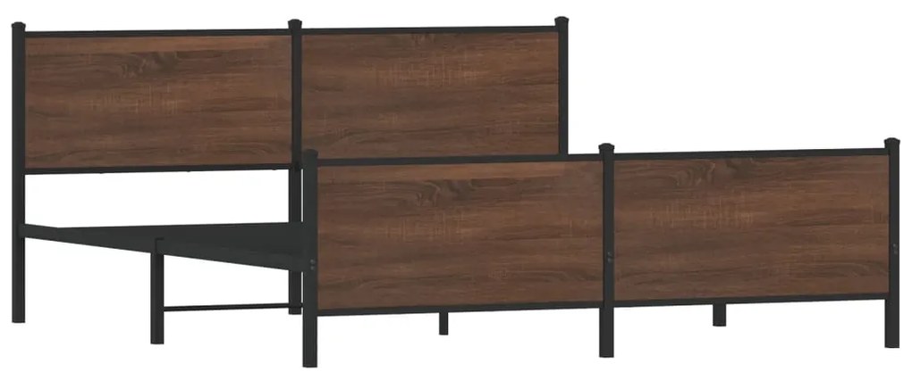 vidaXL Σκελετός Κρεβ. Χωρίς Στρώμα Καφέ Δρυς 200x200 εκ. Μεταλλικό