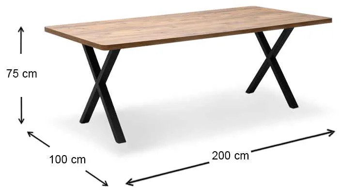 Τραπέζι Jeremy Megapap Mdf - μεταλλικό χρώμα ακακίας 200x100x75εκ.