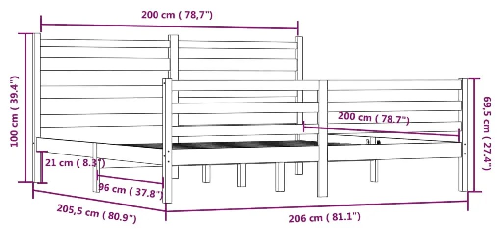 ΠΛΑΙΣΙΟ ΚΡΕΒΑΤΙΟΥ ΚΑΦΕ ΜΕΛΙ 200 X 200 ΕΚ. ΑΠΟ ΜΑΣΙΦ ΞΥΛΟ ΠΕΥΚΟΥ 3103736