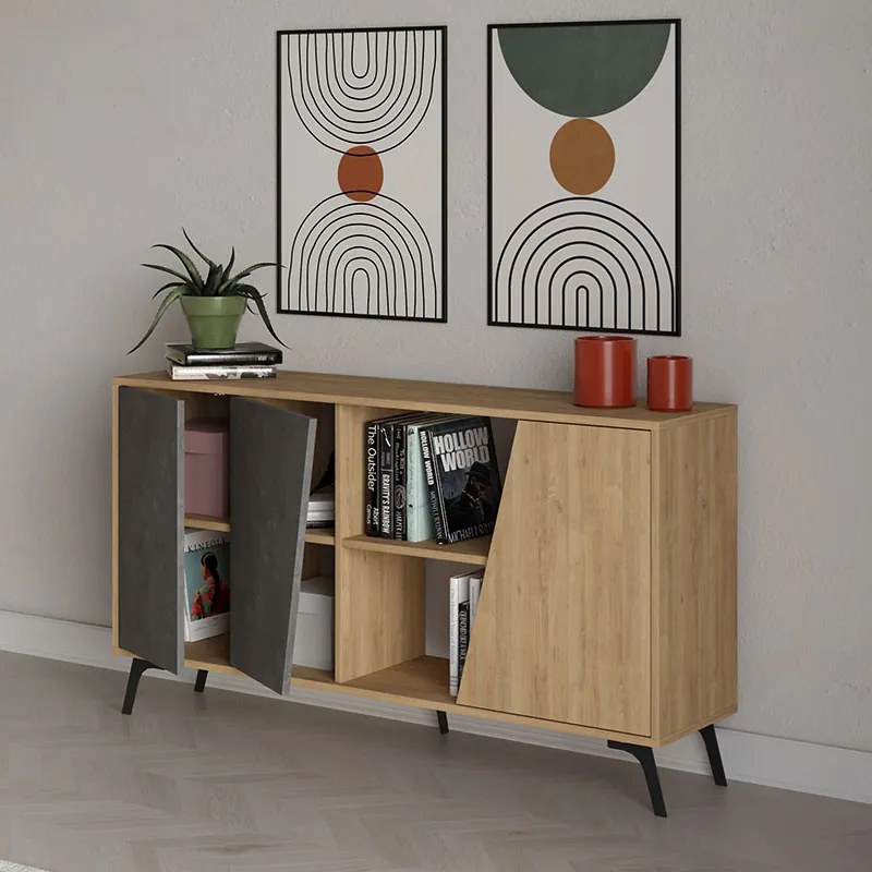 ΜΠΟΥΦΕΣ FIONA MEGAPAP ΧΡΩΜΑ ΦΥΣΙΚΟ ΟΞΙΑΣ - ΓΚΡΙ ΡΕΤΡΟ 150X35,6X82ΕΚ.
