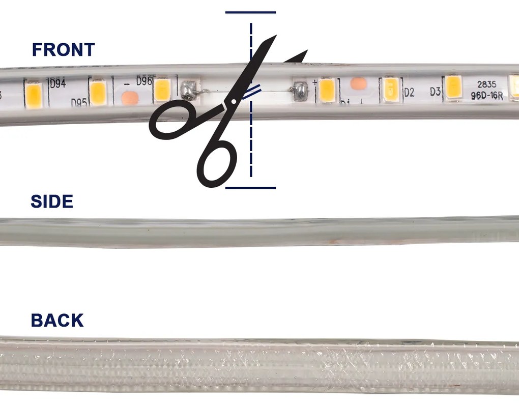 GloboStar® 70503 Slim Ταινία Μονής Σειράς Epistar LED SMD 2835 1m 12W/m 96LED/m 1572lm/m 120° DC 230V Αδιάβροχη IP68 Ultra Θερμό Λευκό 2200K Dimmable