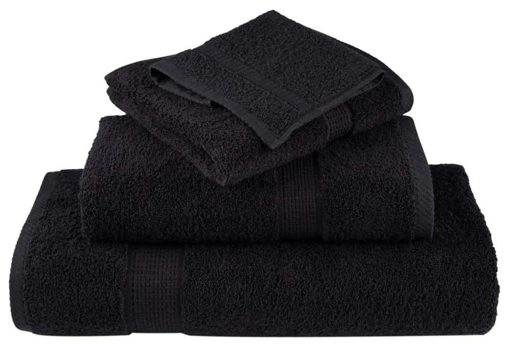 vidaXL Πετσέτες Μπάνιου Premium SOLUND 4 τεμ. Μαύρες 100x150 εκ. 600 γρ./μ²