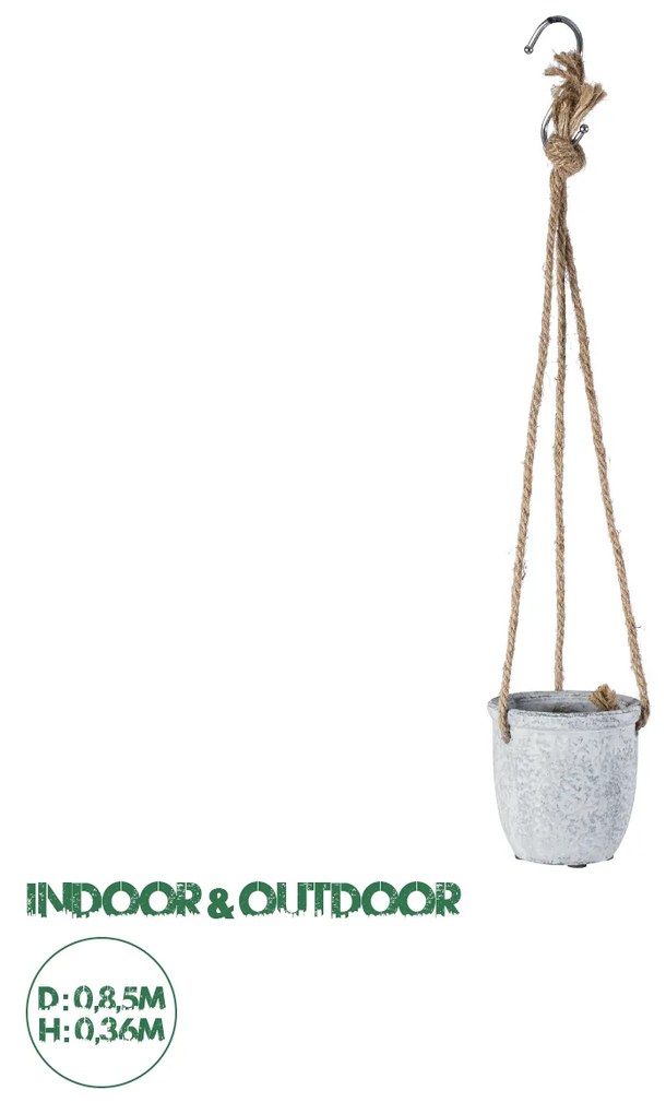 GloboStar® Artificial Garden SCORPIOS 20491 Κρεμαστό Πήλινο Κεραμικό Κασπώ Γλάστρα - Flower Pot Γκρι Φ8.5cm x Υ36cm