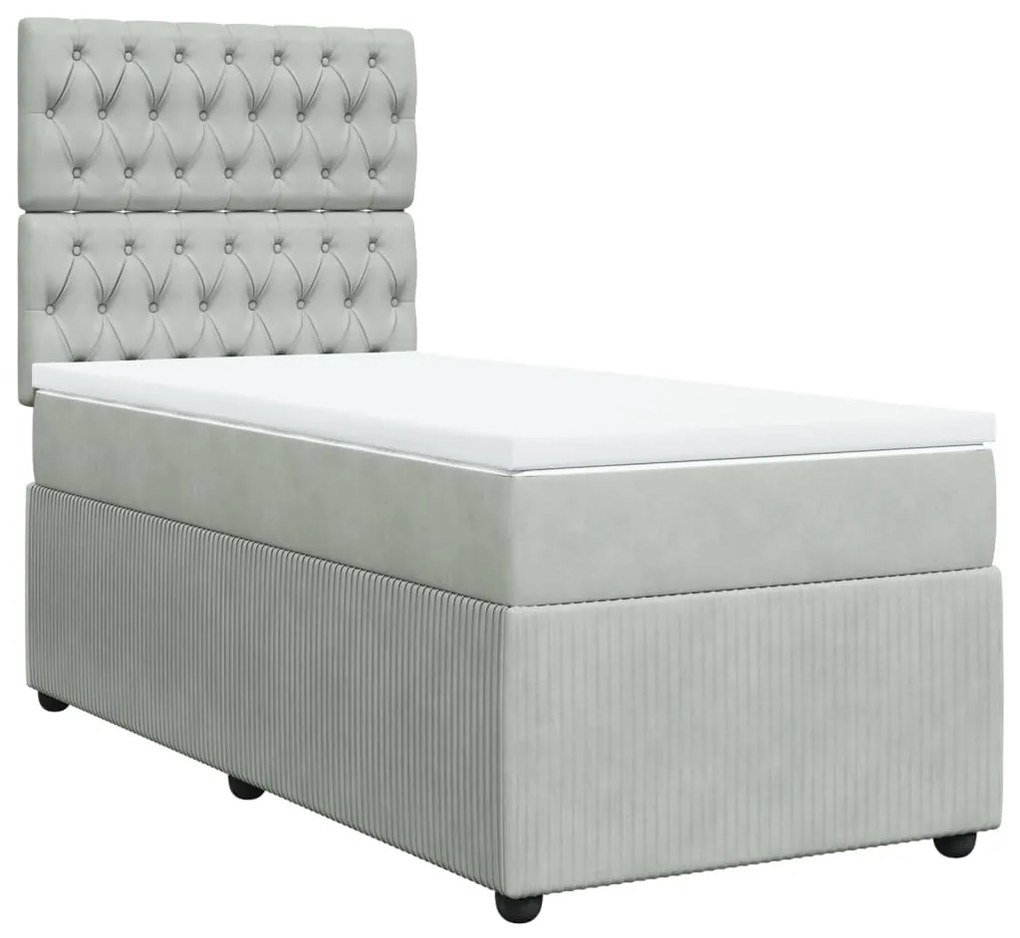 ΚΡΕΒΑΤΙ BOXSPRING ΜΕ ΣΤΡΩΜΑ ΑΝΟΙΧΤΟ ΓΚΡΙ 90X190 ΕΚ. ΒΕΛΟΥΔΙΝΟ 3294520