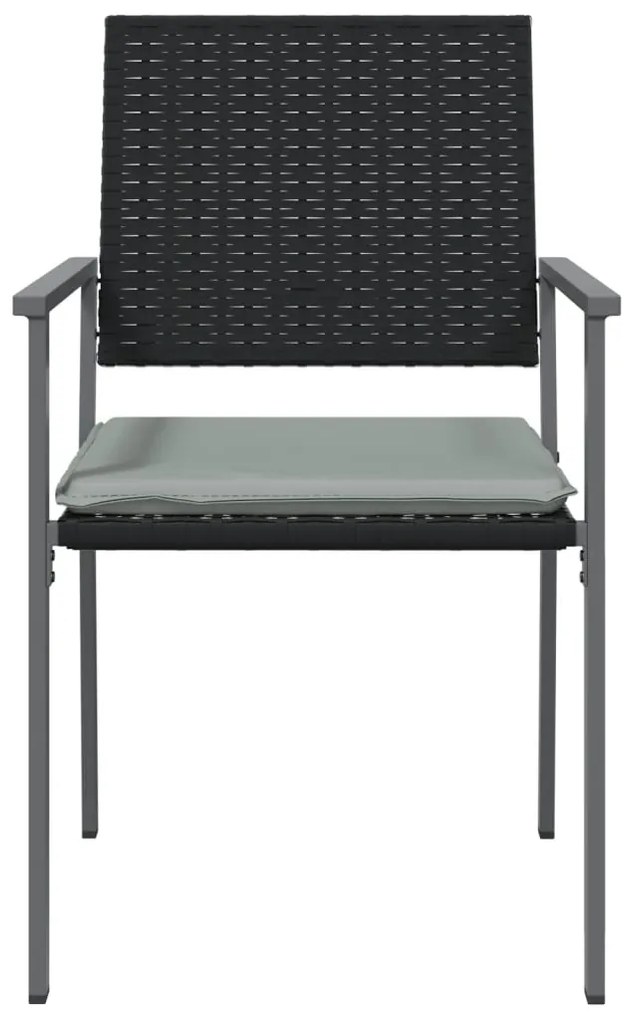 vidaXL Καρέκλες Κήπου 4 τεμ. Μαύρο 54x62,5x89 εκ Συνθ. Ρατάν&Μαξιλάρια