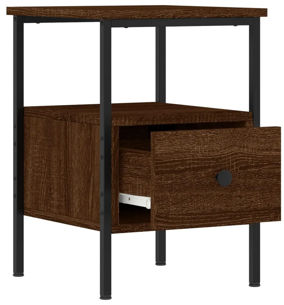 vidaXL Κομοδίνα 2 τεμ. Καφέ Δρυς 34 x 36 x 50 εκ. Επεξεργασμένο Ξύλο