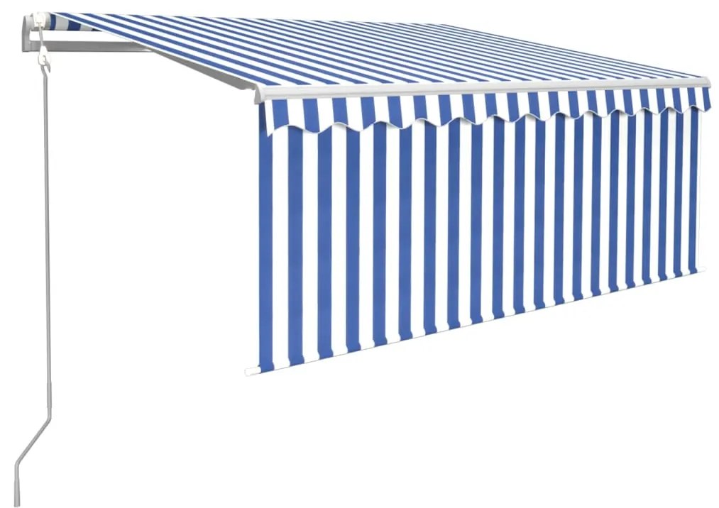 vidaXL Τέντα Συρόμενη Αυτόματη με Σκίαστρο Μπλε/Λευκό 3,5 x 2,5 μ.