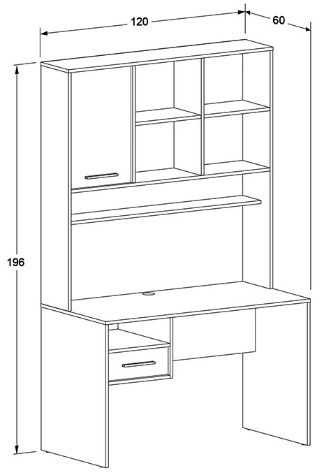 Γραφείο εργασίας London Megapap χρώμα λευκό - oak 120x60x196εκ.