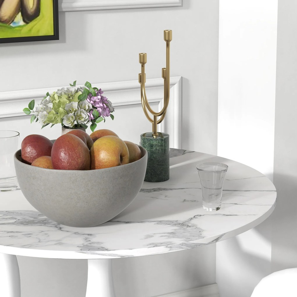 HOMCOM Στρογγυλό Τραπέζι Τραπεζαρίας, Επικαλυμμένο με Πούδρα Ατσάλι, MDF με Μελαμίνη, Αντιολισθητικά Πόδια, 70 x 74 cm, Λευκό