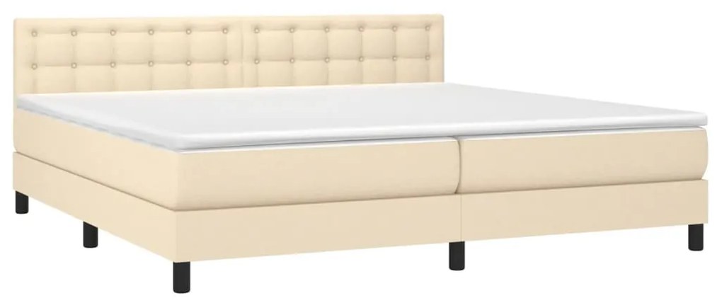 vidaXL Κρεβάτι Boxspring με Στρώμα Κρεμ 200x200 εκ. Υφασμάτινο