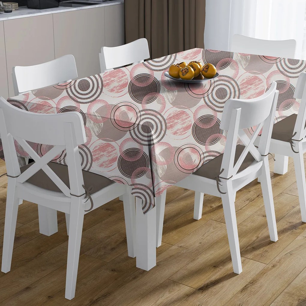 Αλέκιαστο Τραπεζομάντηλο (180x300) Dimcol Circles 469 Coral