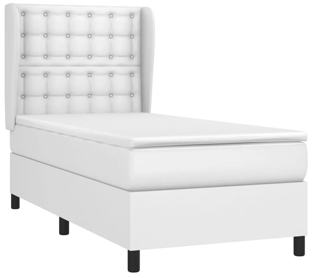 vidaXL Κρεβάτι Boxspring με Στρώμα Λευκό 80 x 200 εκ. Συνθετικό Δέρμα