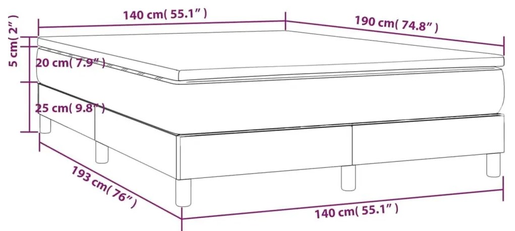 Κρεβάτι Boxspring με Στρώμα Γκρι 140x190εκ. από Συνθετικό Δέρμα - Γκρι