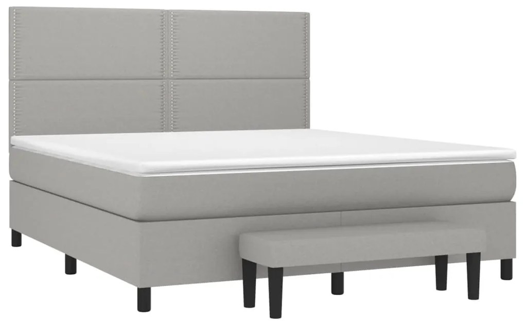 vidaXL Κρεβάτι Boxspring με Στρώμα Ανοιχτό Γκρι 180x200 εκ. Υφασμάτινο