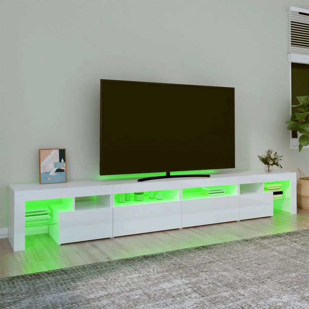 Έπιπλο Τηλεόρασης με LED Γυαλιστερό Λευκό 260x36,5x40 εκ. - Λευκό