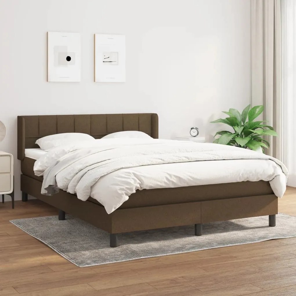 ΚΡΕΒΑΤΙ BOXSPRING ΜΕ ΣΤΡΩΜΑ ΣΚΟΥΡΟ ΚΑΦΕ 140X200 ΕΚ ΥΦΑΣΜΑΤΙΝΟ 3129716