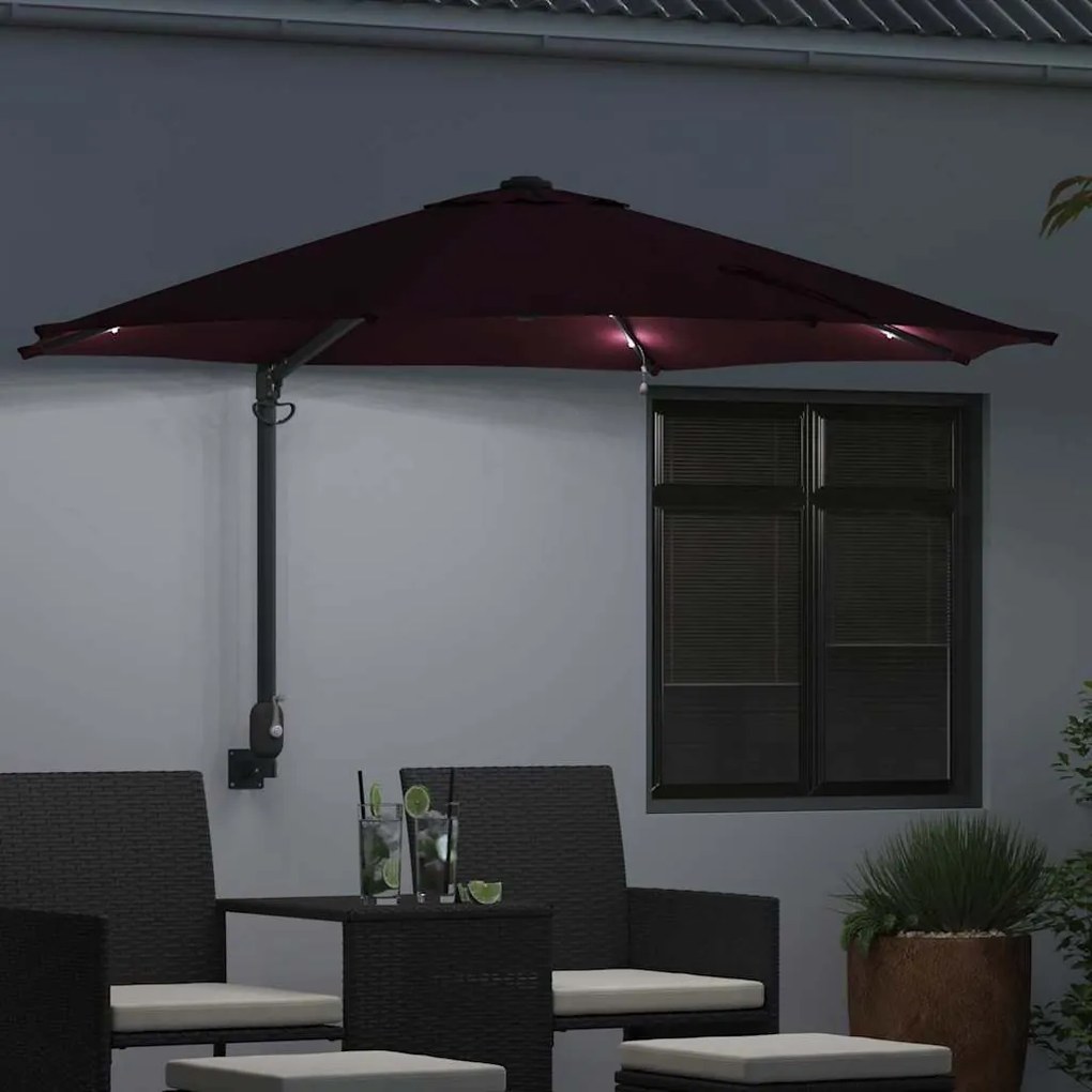 vidaXL Ομπρέλα Κήπου Κόκκινο και Μαύρο 248 x 248 x 148 εκ.