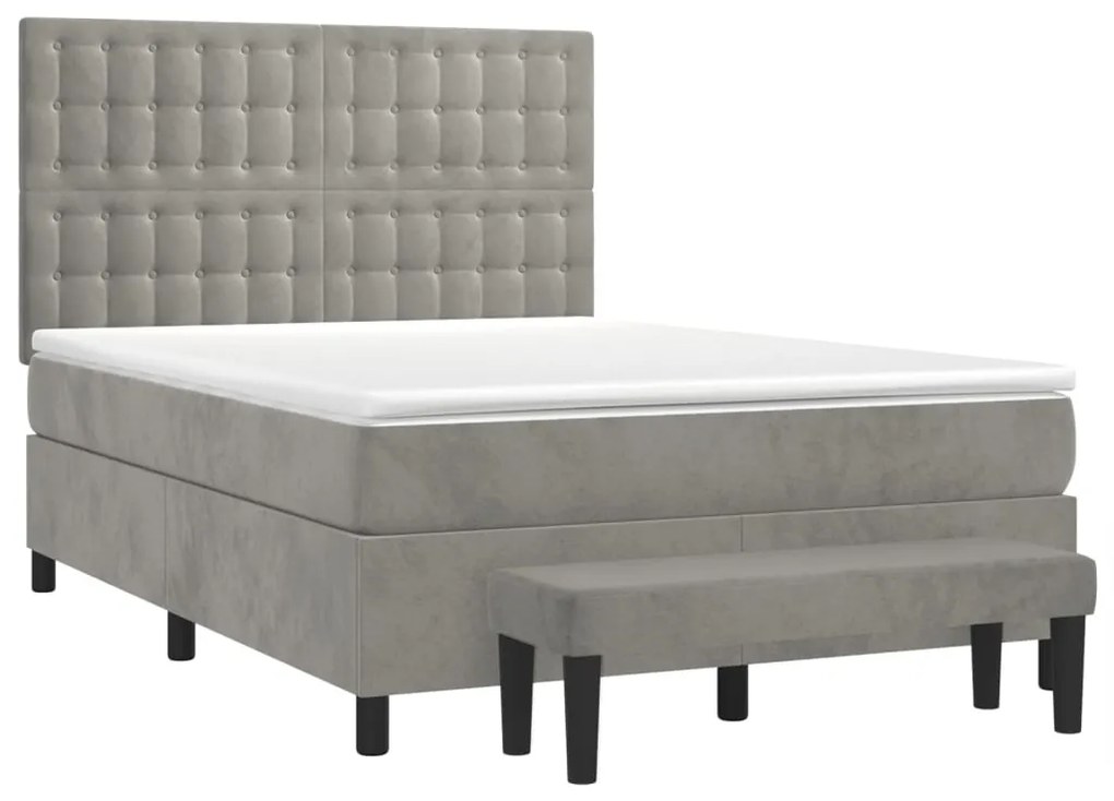 ΚΡΕΒΑΤΙ BOXSPRING ΜΕ ΣΤΡΩΜΑ ΑΝΟΙΧΤΟ ΓΚΡΙ 140X190 ΕΚ. ΒΕΛΟΥΔΙΝΟ 3138079