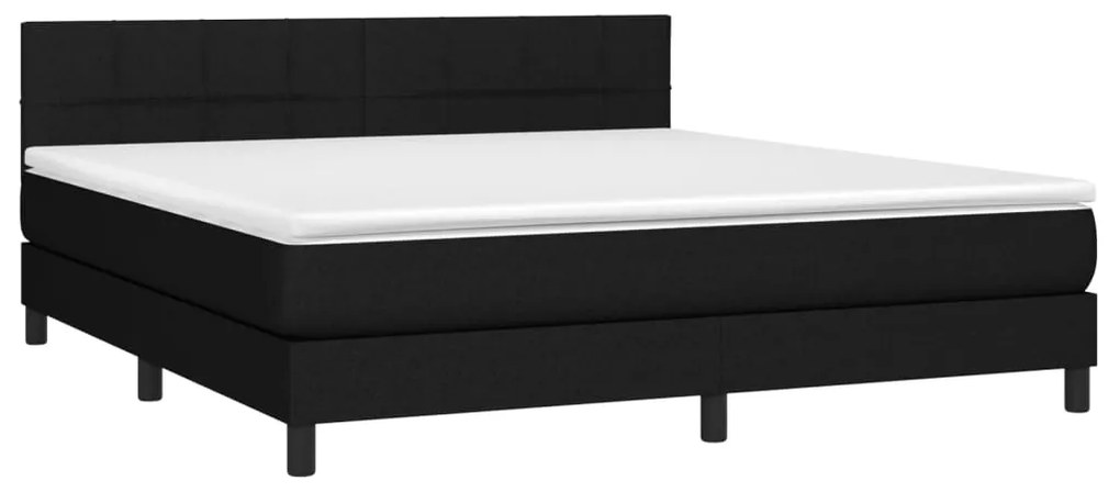 vidaXL Κρεβάτι Boxspring με Στρώμα & LED Μαύρο 180x200 εκ. Υφασμάτινο