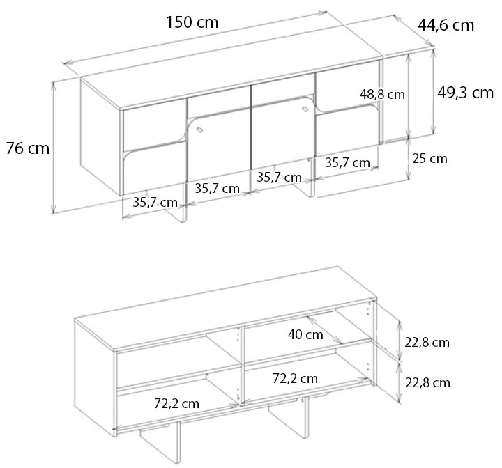 Μπουφές Lava Megapap χρώμα rota oak - ανθρακί 150x44,6x76εκ. - GP042-0294,1