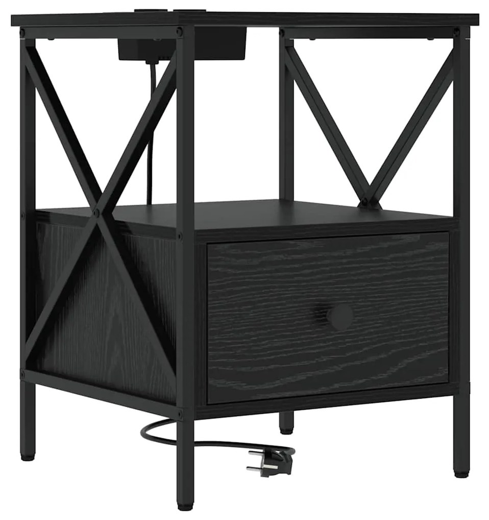 vidaXL Κομοδίνο Μαύρη δρυς 41.5 x 40.5 x 55 εκ. Επεξεργασμένο ξύλο