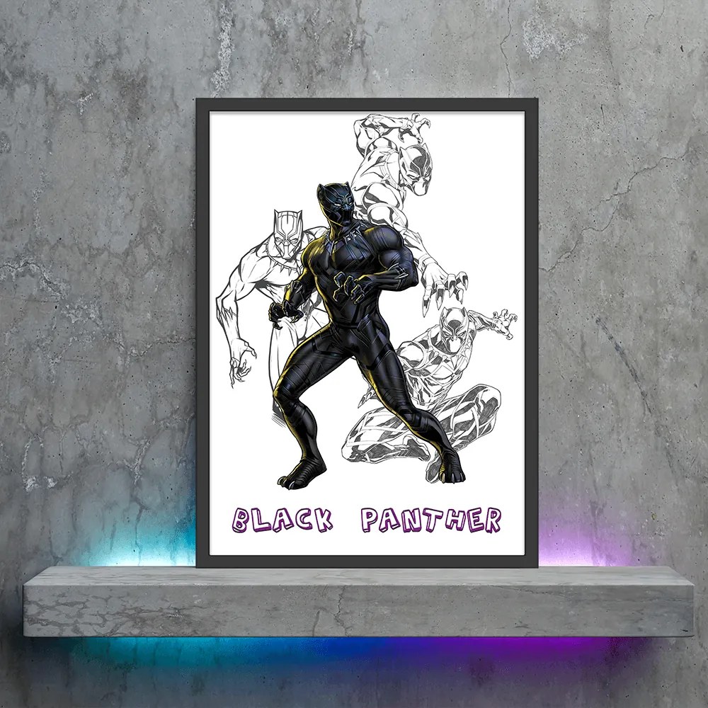 Πόστερ &amp;  Κάδρο Comic Black Panther CM025 22x31cm Μαύρο Ξύλινο Κάδρο (με πόστερ)